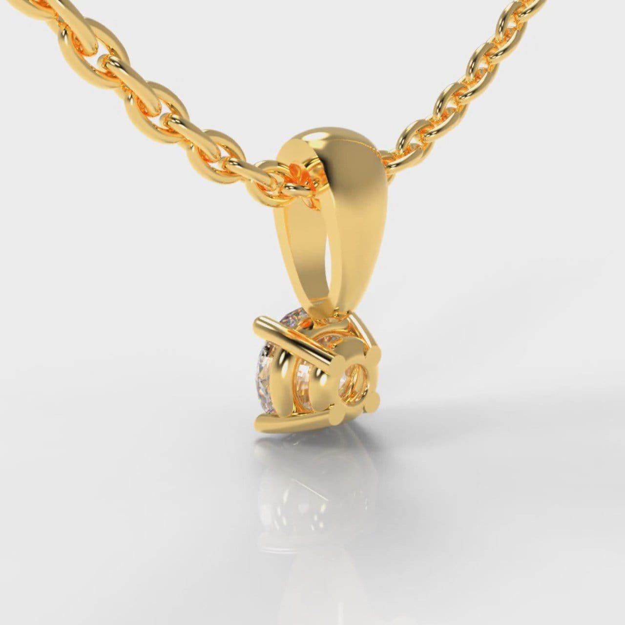 Four Claw Diamond Pendant (Lab Grown Diamond) - Yellow Gold
