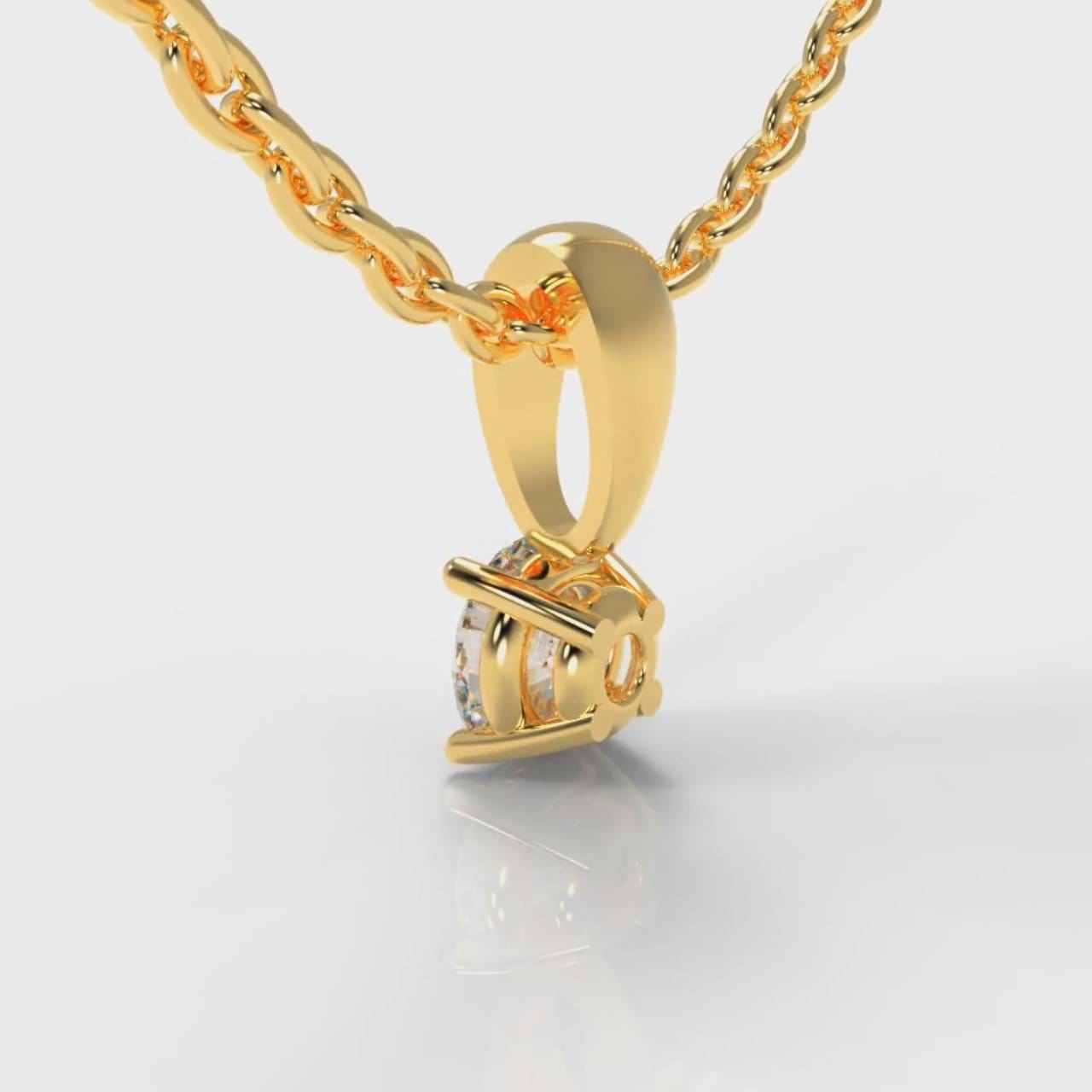 Four Claw Diamond Pendant (Lab Grown Diamond) - Yellow Gold