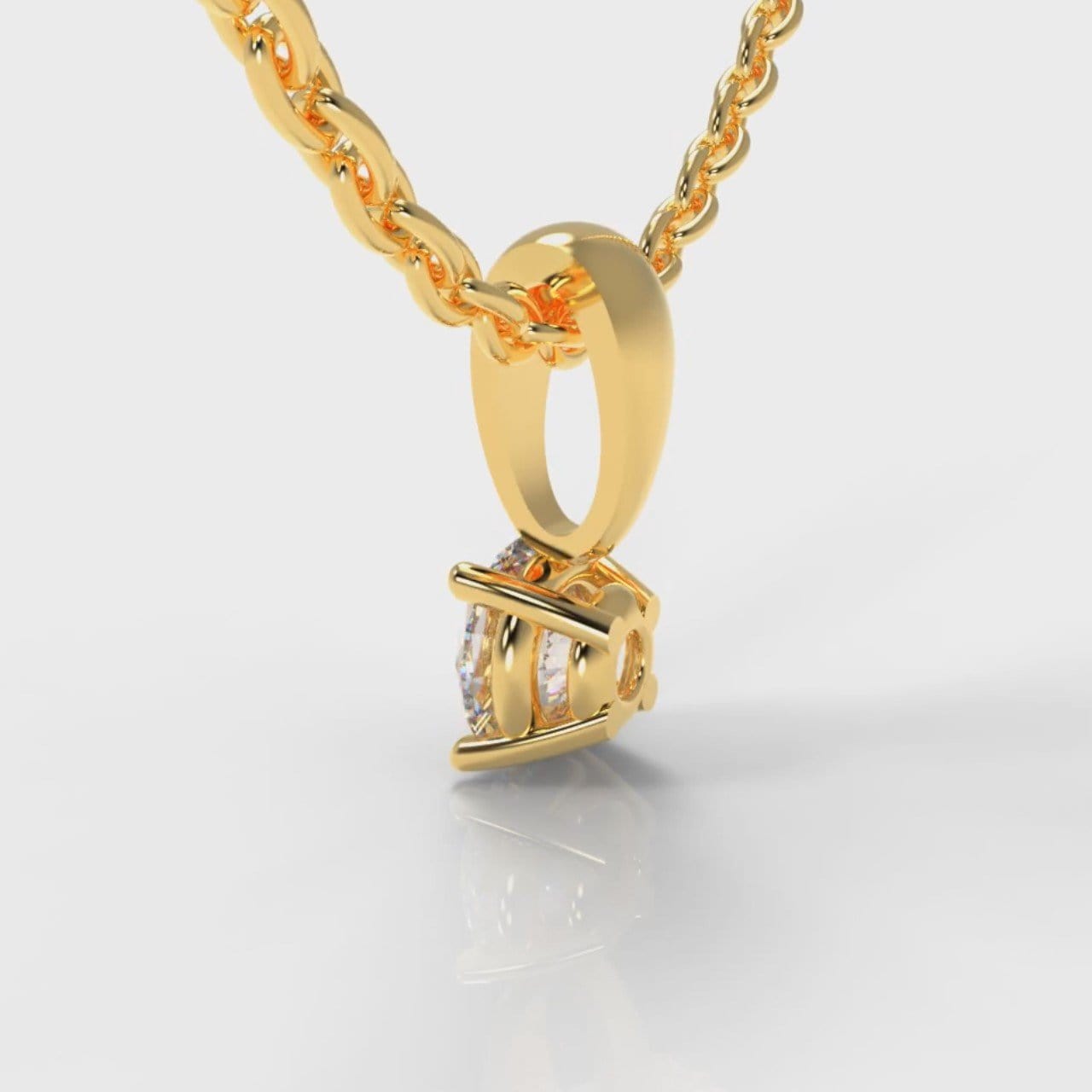 Four Claw Diamond Pendant (Lab Grown Diamond) - Yellow Gold