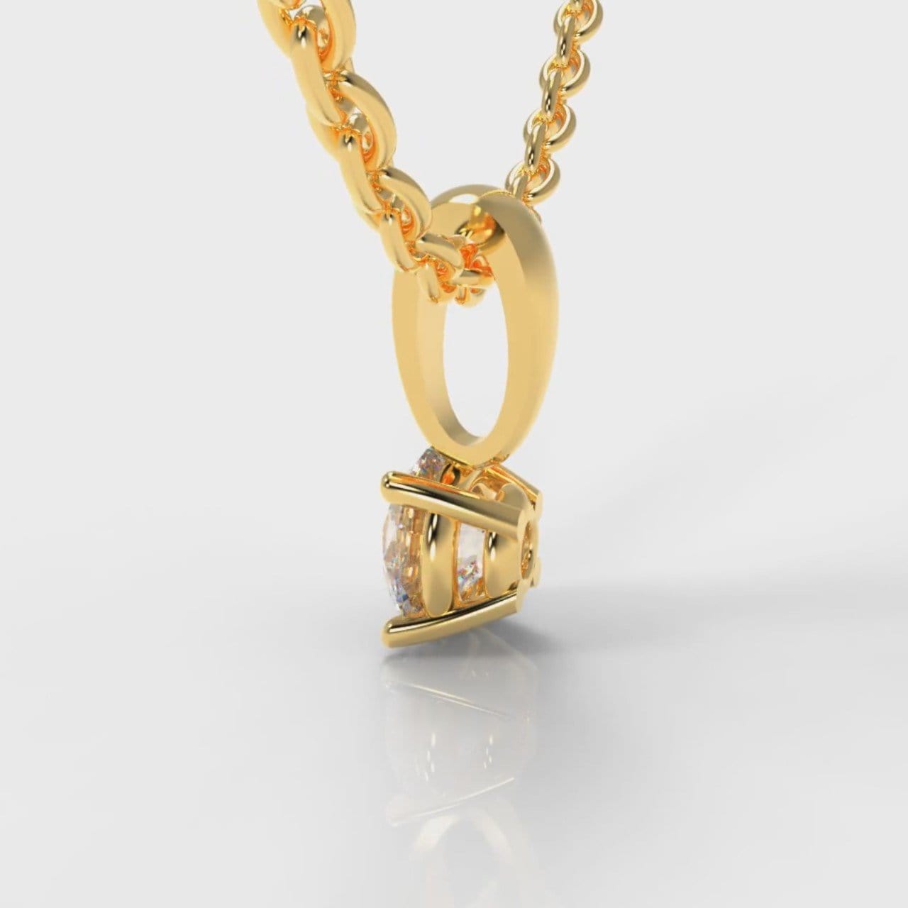 Four Claw Diamond Pendant (Lab Grown Diamond) - Yellow Gold