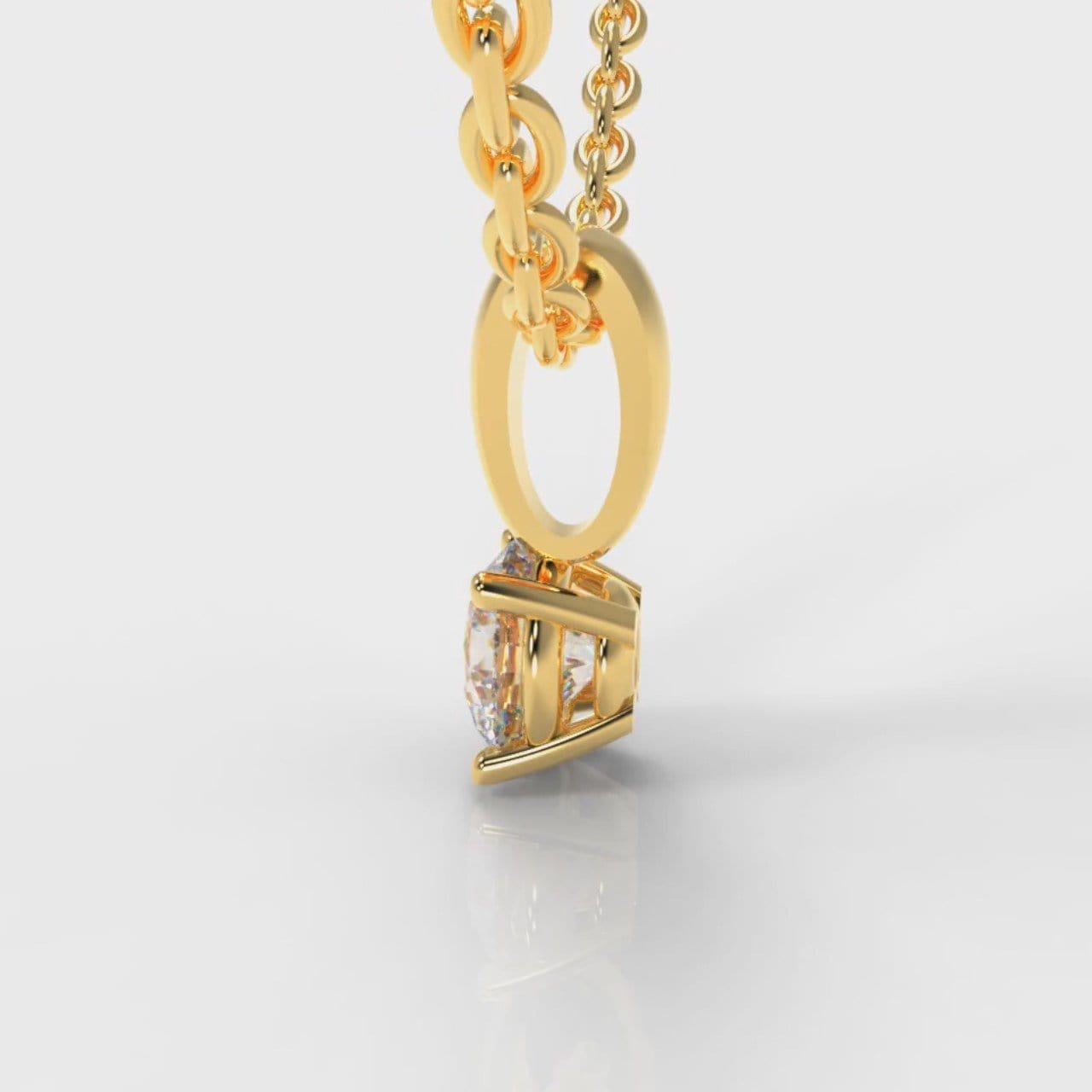 Four Claw Diamond Pendant (Lab Grown Diamond) - Yellow Gold