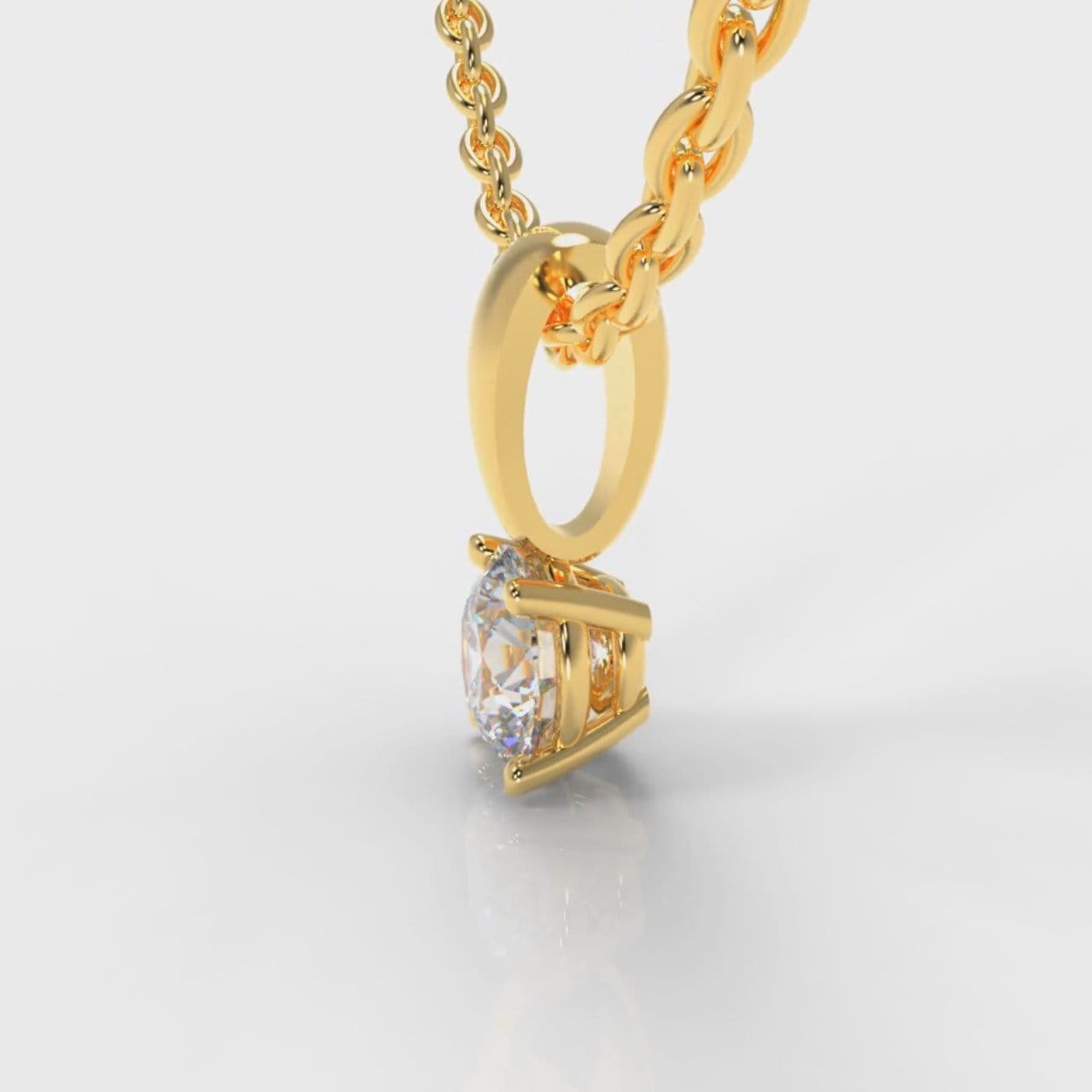 Four Claw Diamond Pendant (Lab Grown Diamond) - Yellow Gold