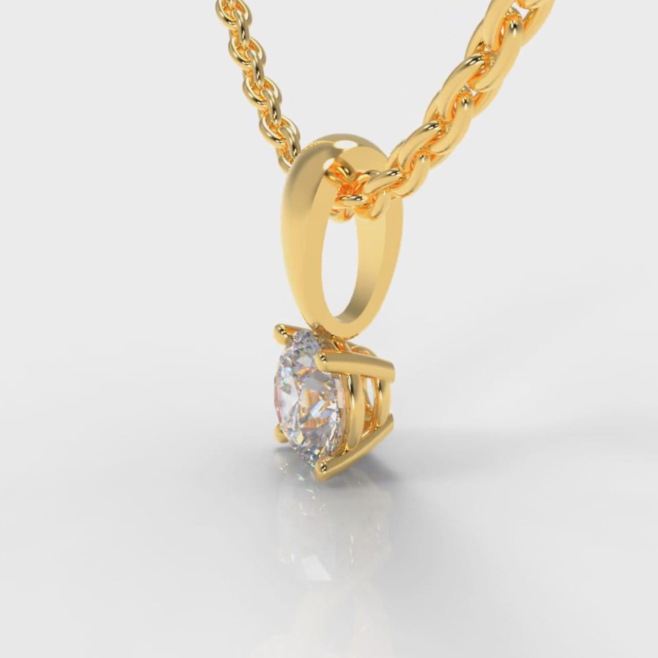 Four Claw Diamond Pendant (GIA Certified) - Yellow Gold