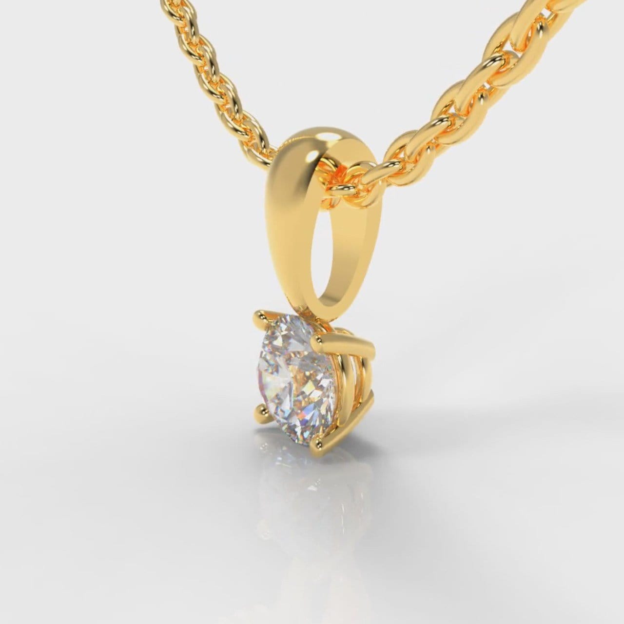 Four Claw Diamond Pendant (Lab Grown Diamond) - Yellow Gold