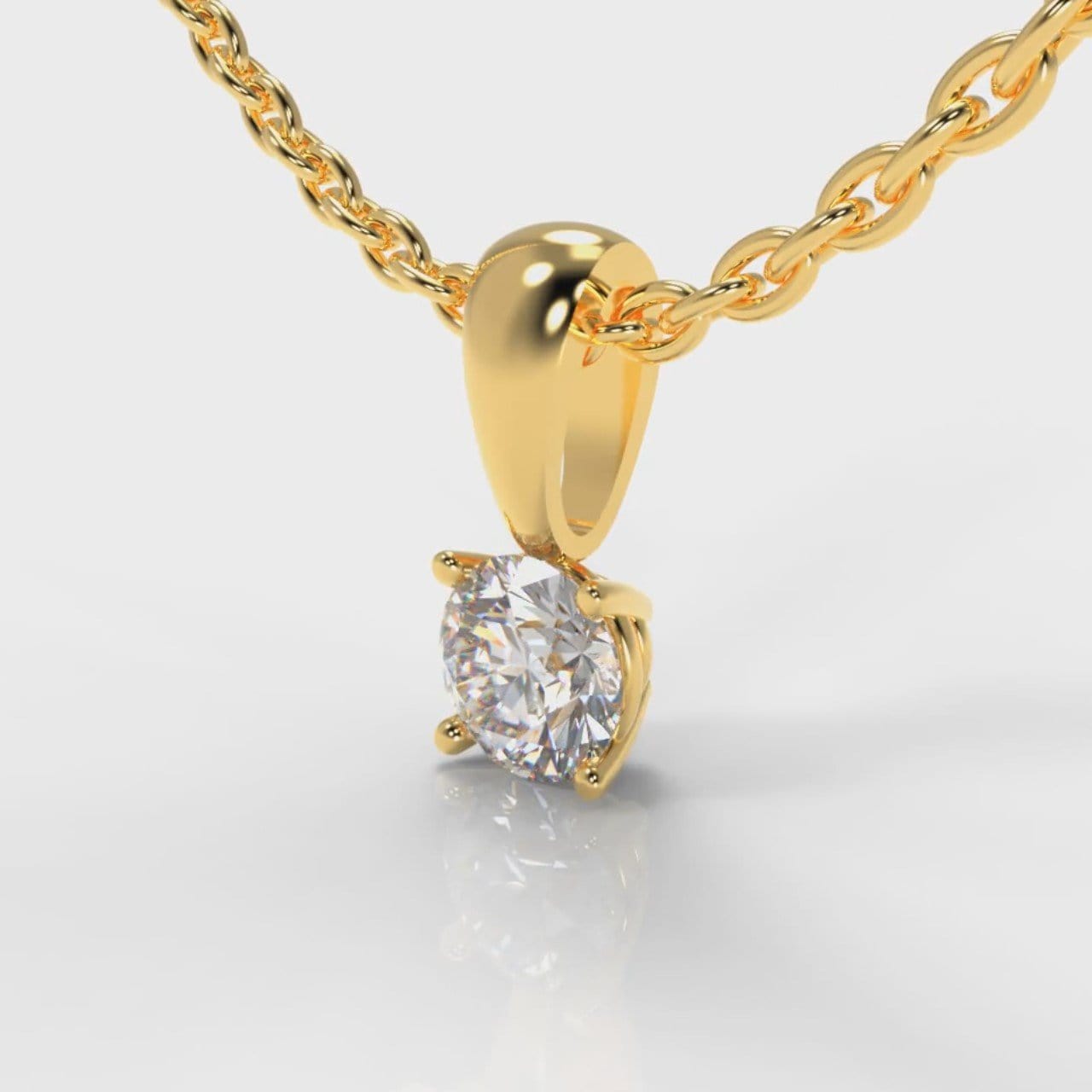 Four Claw Diamond Pendant (Lab Grown Diamond) - Yellow Gold