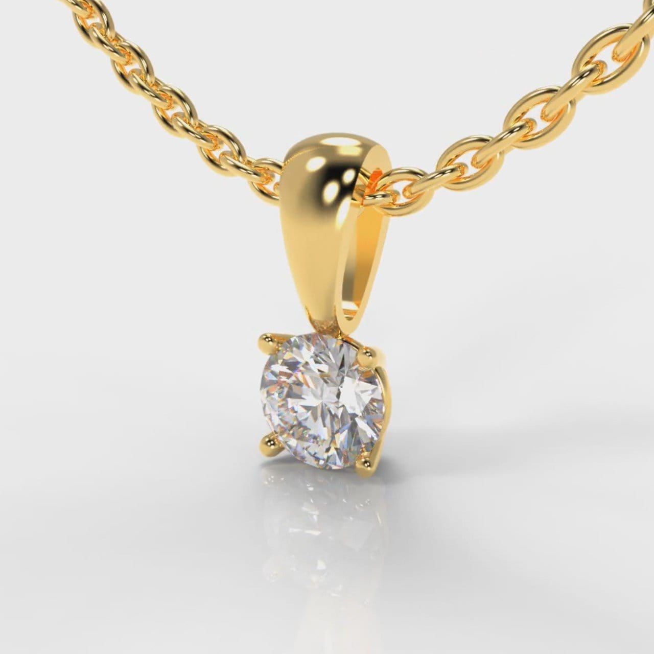 Four Claw Diamond Pendant (Lab Grown Diamond) - Yellow Gold