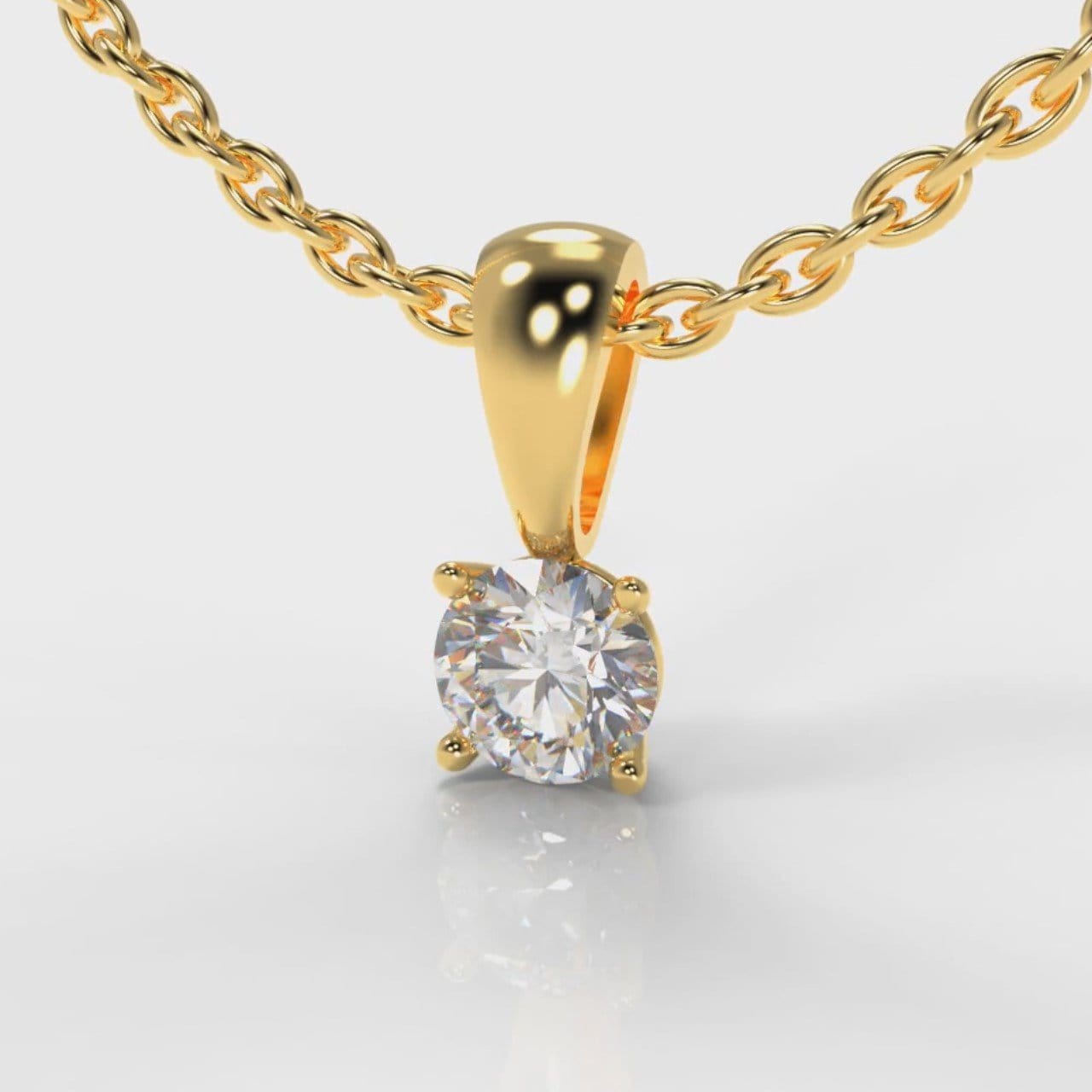 Four Claw Diamond Pendant (Lab Grown Diamond) - Yellow Gold