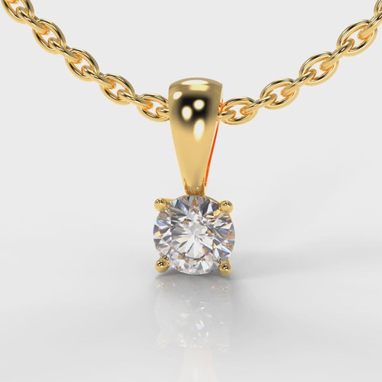 Four Claw Diamond Pendant (Lab Grown Diamond) - Yellow Gold