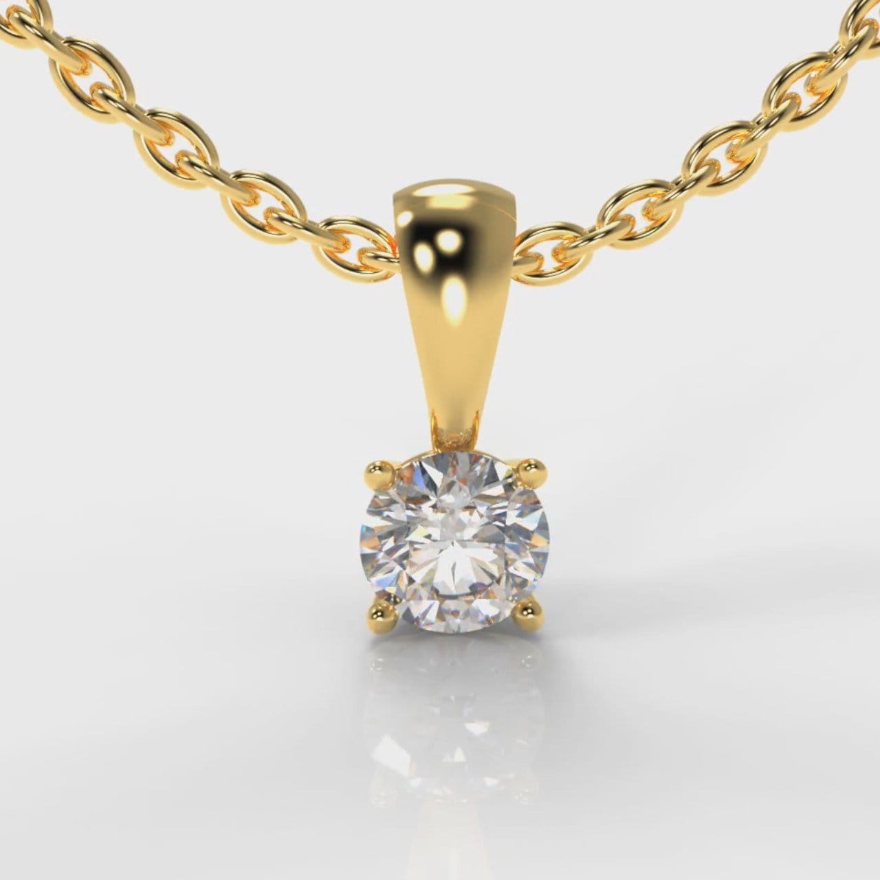 Four Claw Diamond Pendant (Lab Grown Diamond) - Yellow Gold