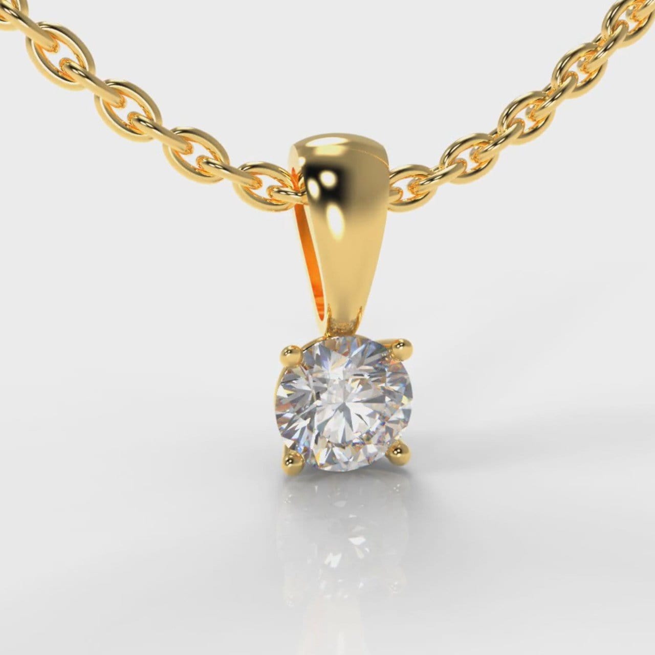 Four Claw Diamond Pendant (Lab Grown Diamond) - Yellow Gold
