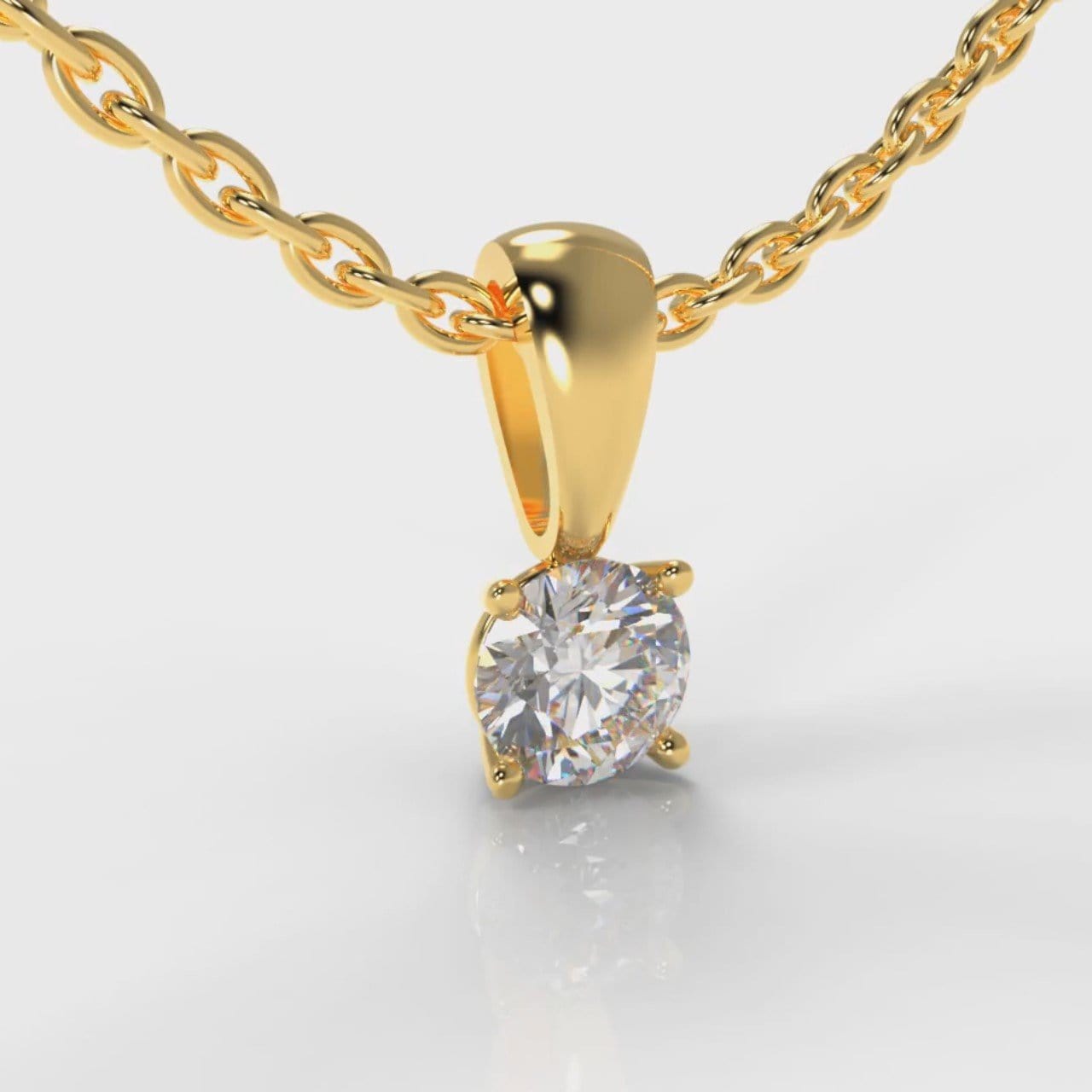 Four Claw Diamond Pendant (Lab Grown Diamond) - Yellow Gold