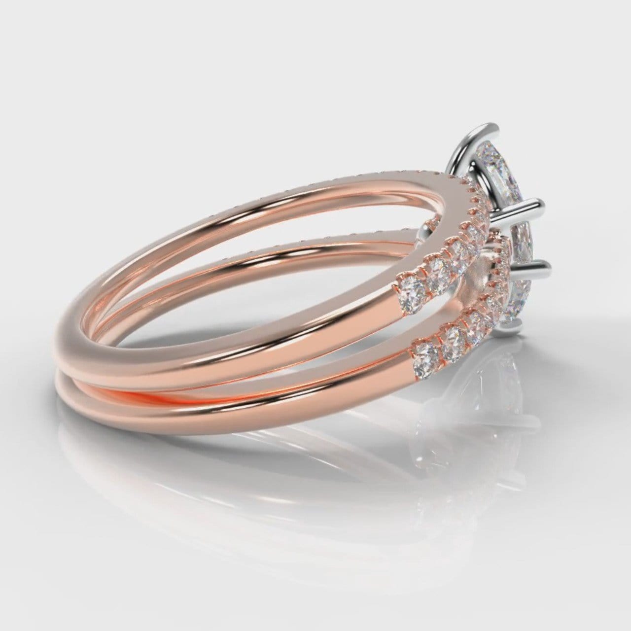 Star Petite Micropavé Marquise Diamond Bridal Set - Rose Gold