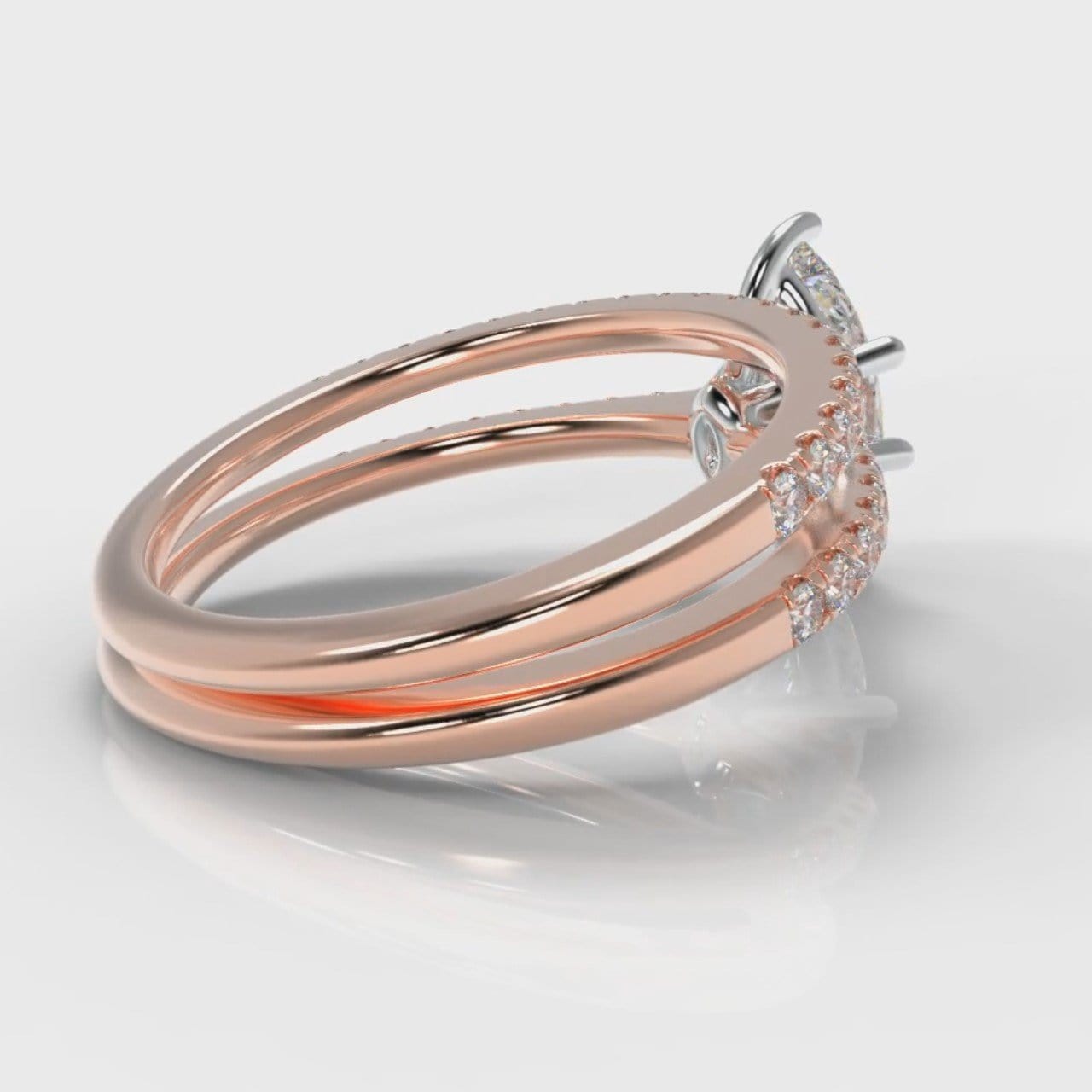Star Petite Micropavé Marquise Diamond Bridal Set - Rose Gold