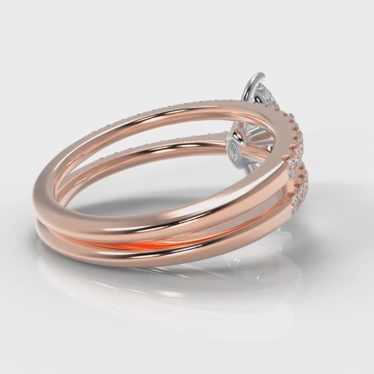 Star Petite Micropavé Marquise Diamond Bridal Set - Rose Gold