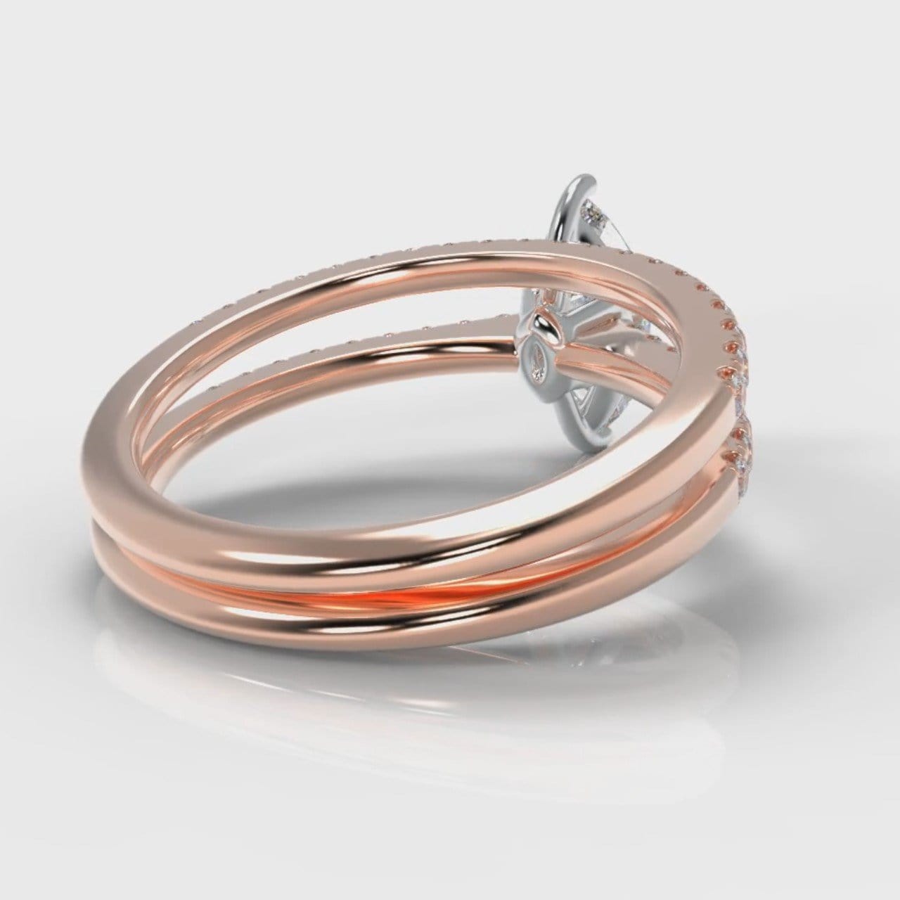 Star Petite Micropavé Marquise Diamond Bridal Set - Rose Gold