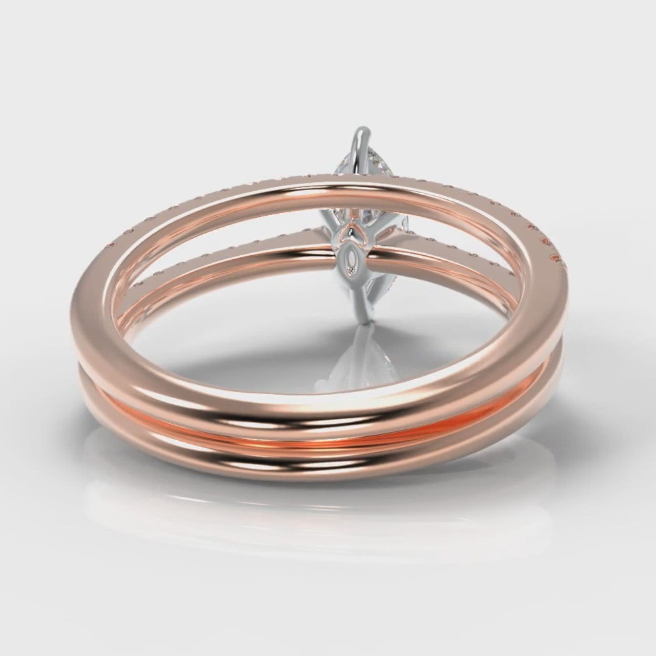 Star Petite Micropavé Marquise Diamond Bridal Set - Rose Gold