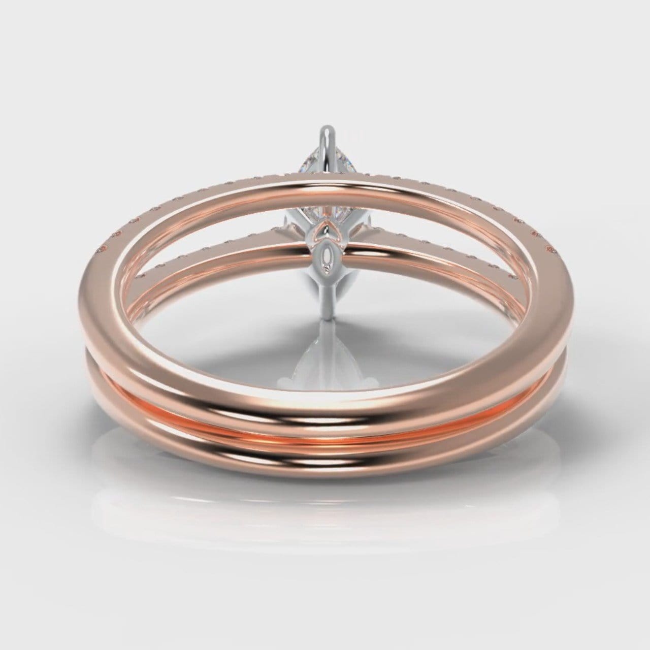 Star Petite Micropavé Marquise Diamond Bridal Set - Rose Gold