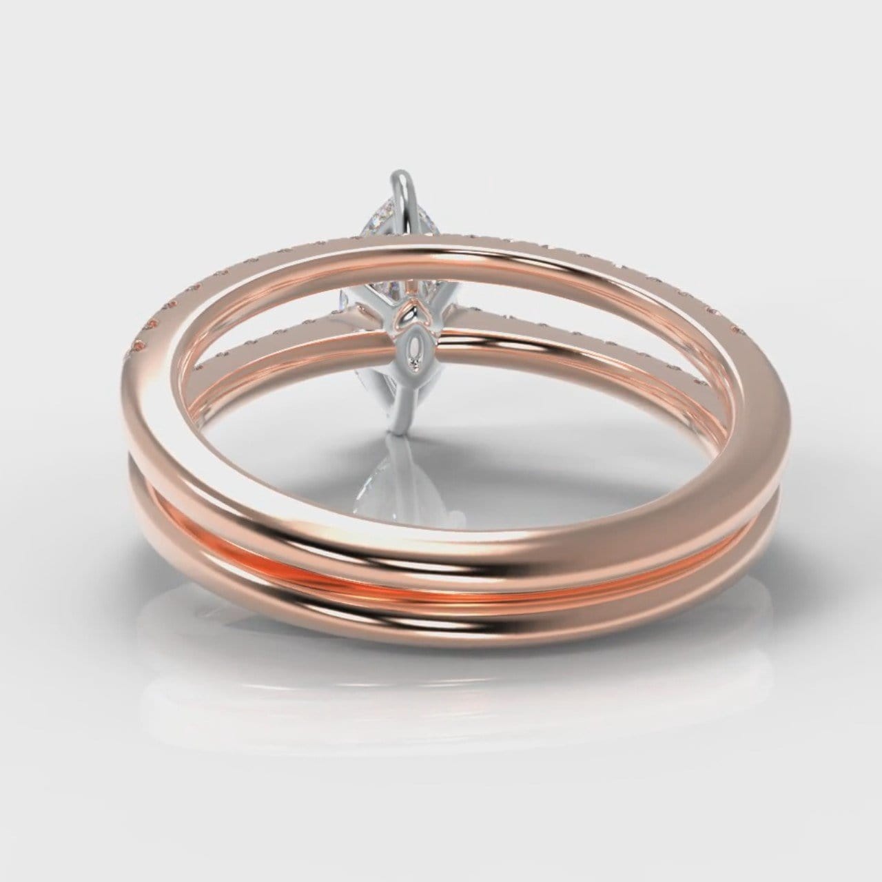 Star Petite Micropavé Marquise Diamond Bridal Set - Rose Gold