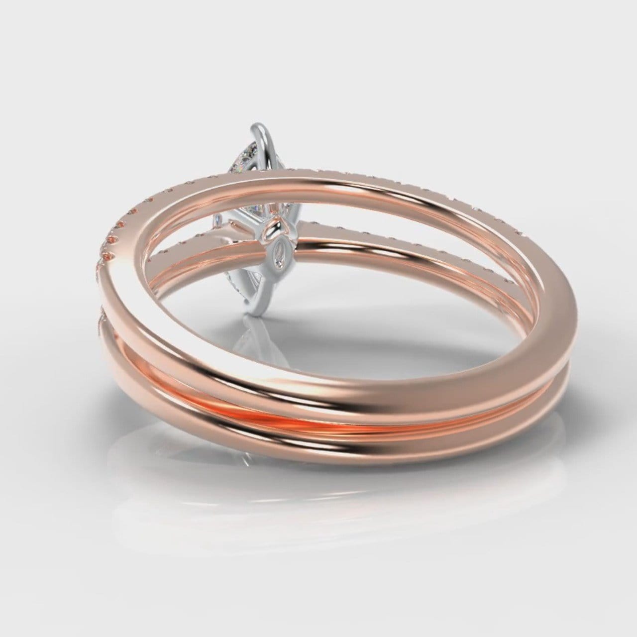 Star Petite Micropavé Marquise Diamond Bridal Set - Rose Gold
