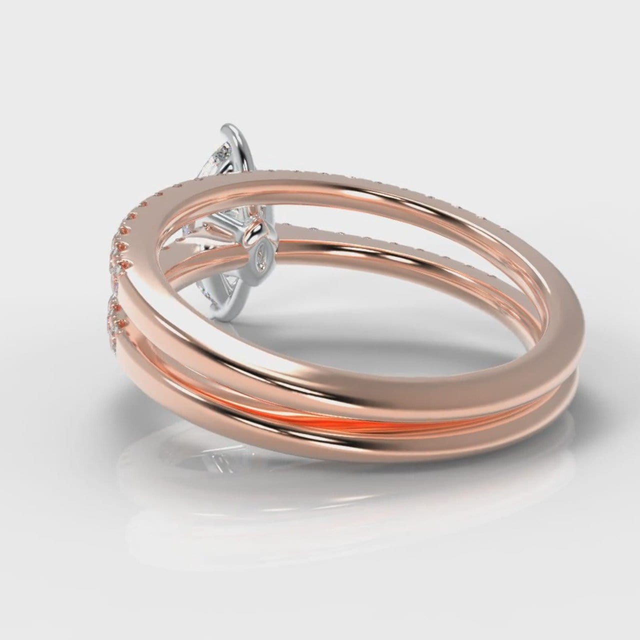 Star Petite Micropavé Marquise Diamond Bridal Set - Rose Gold
