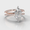 Star Petite Micropavé Marquise Diamond Bridal Set - Rose Gold