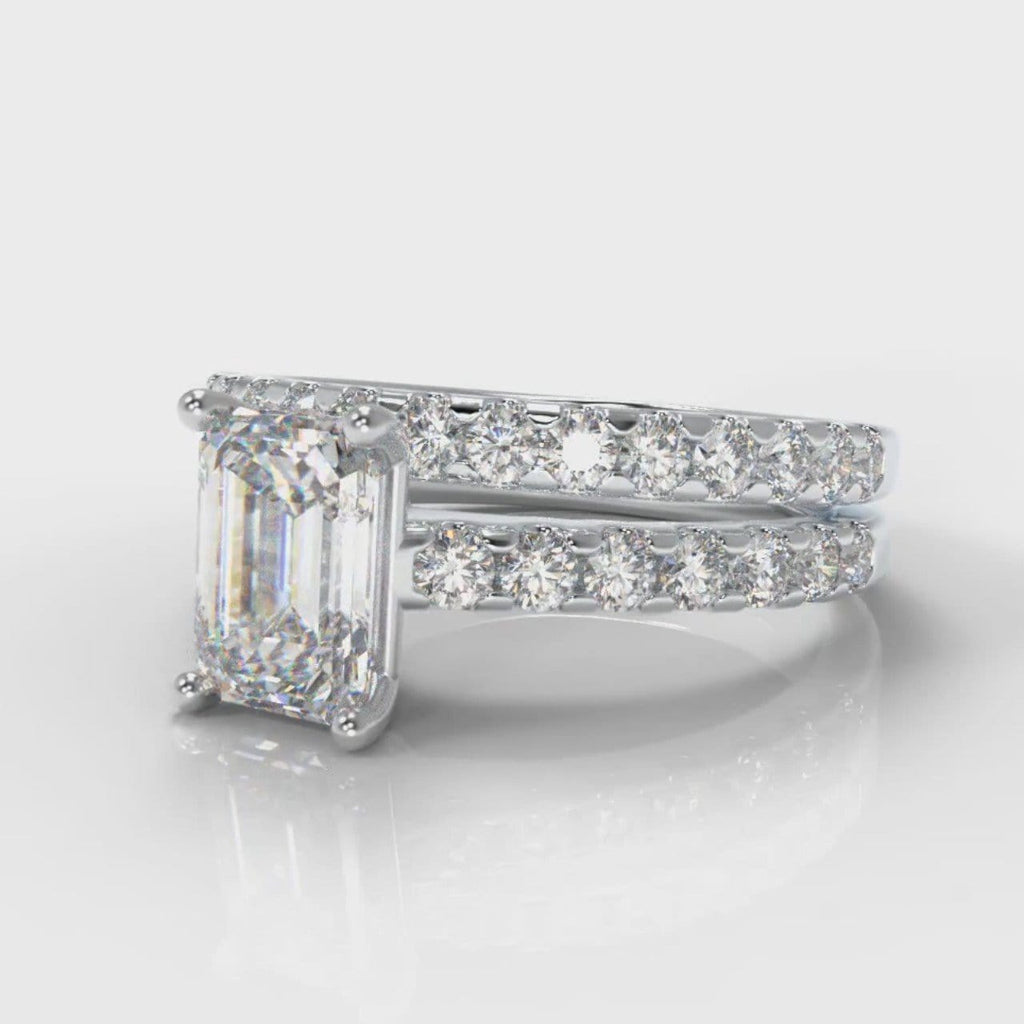 Carrée Micropavé Emerald Cut Diamond Bridal Set