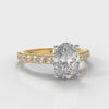 Carrée Micropavé Oval Diamond Engagement Ring - Yellow Gold
