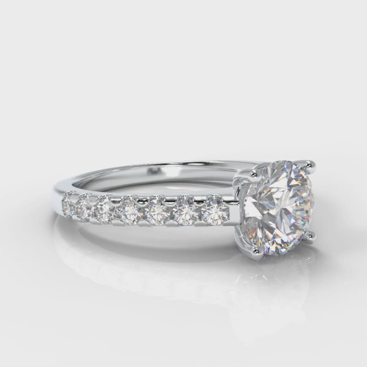 Carrée Micropavé Round Brilliant Diamond Engagement Ring
