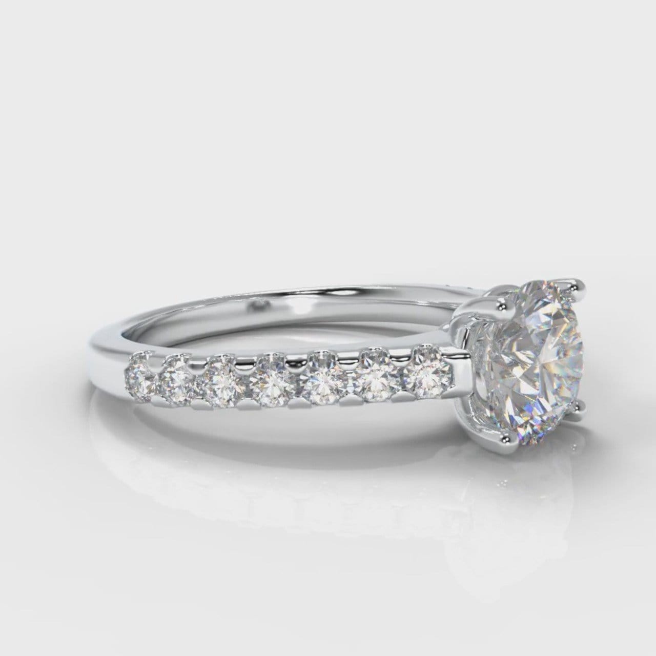 Carrée Micropavé Round Brilliant Diamond Engagement Ring