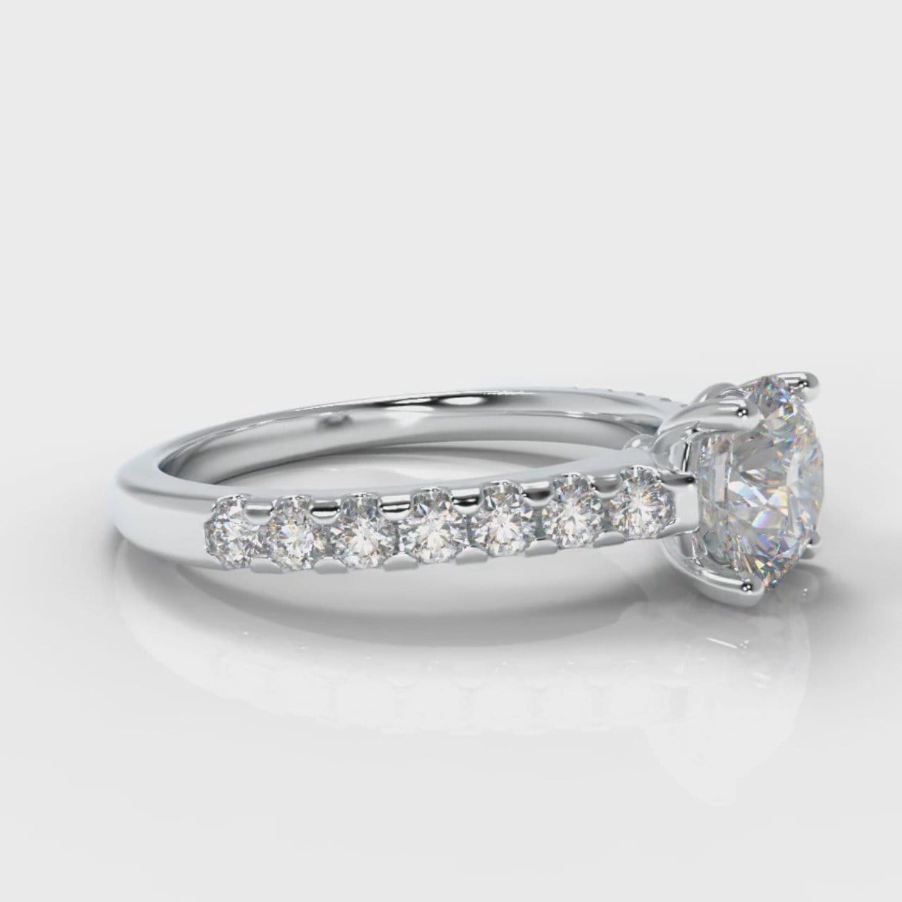 Carrée Micropavé Round Brilliant Diamond Engagement Ring