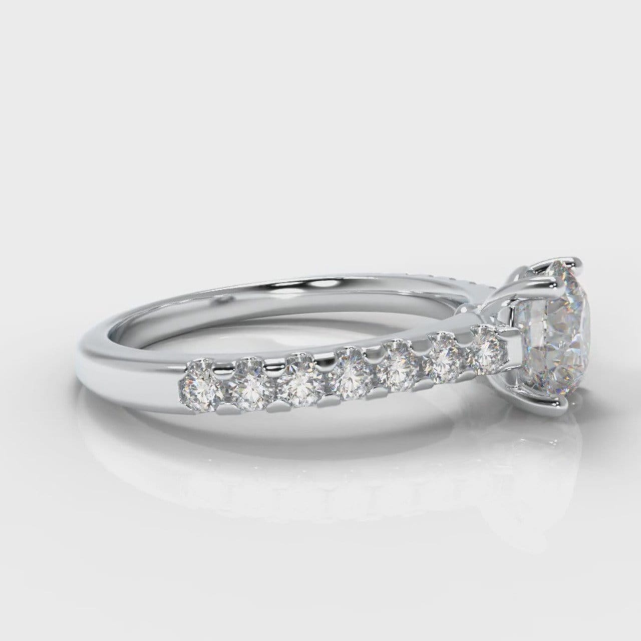 Carrée Micropavé Round Brilliant Diamond Engagement Ring