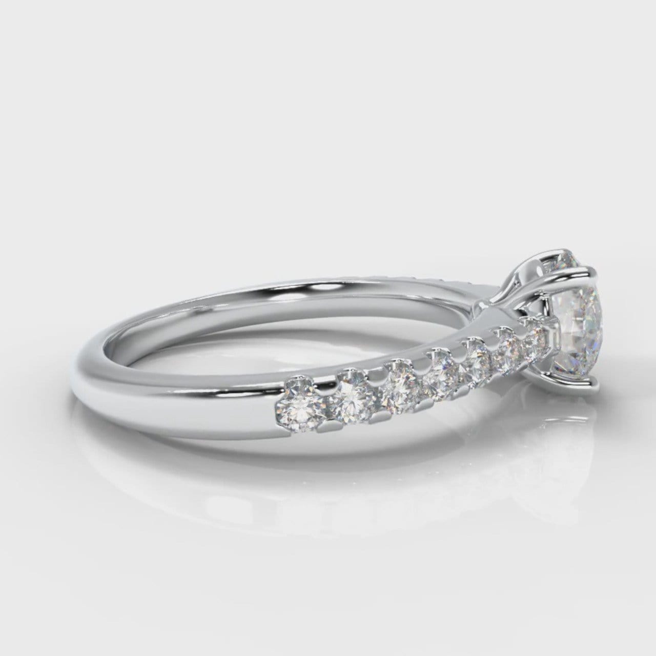 Carrée Micropavé Round Brilliant Diamond Engagement Ring