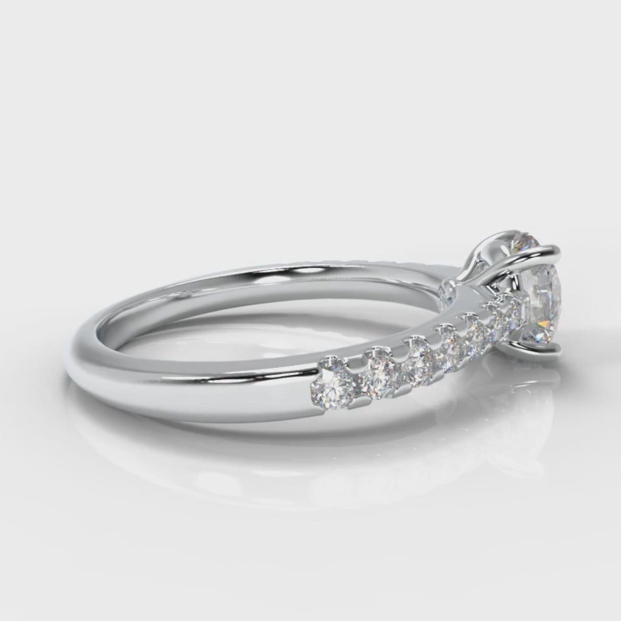 Carrée Micropavé Round Brilliant Diamond Engagement Ring