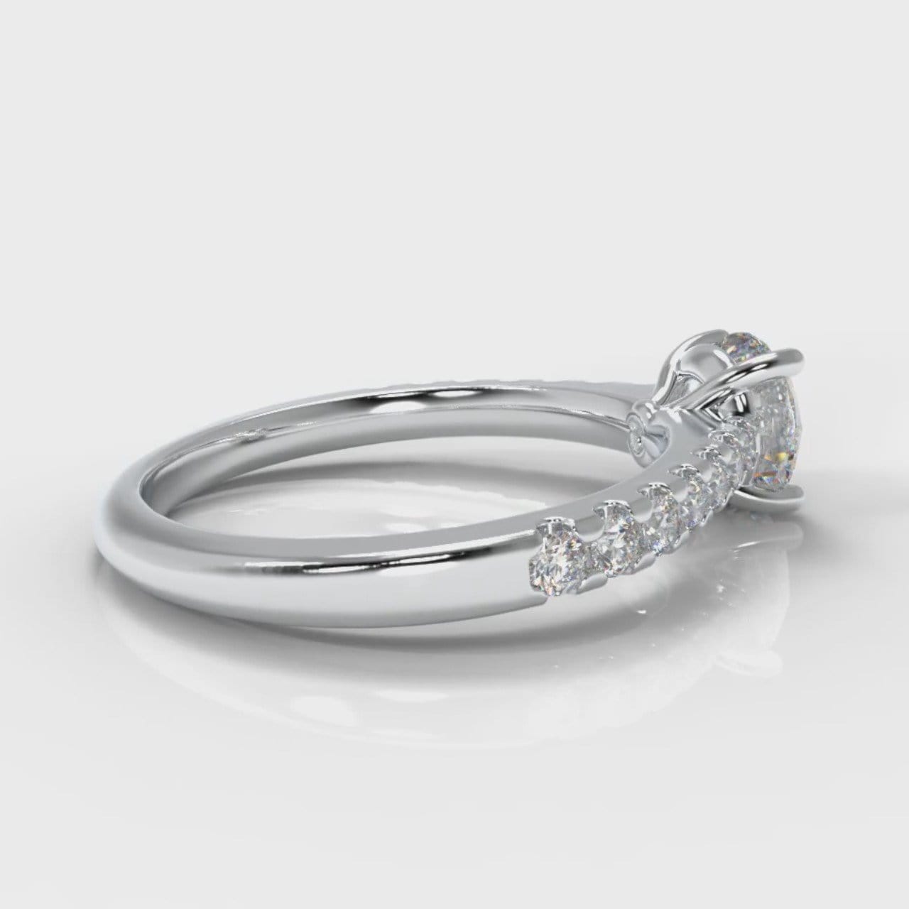 Carrée Micropavé Round Brilliant Diamond Engagement Ring