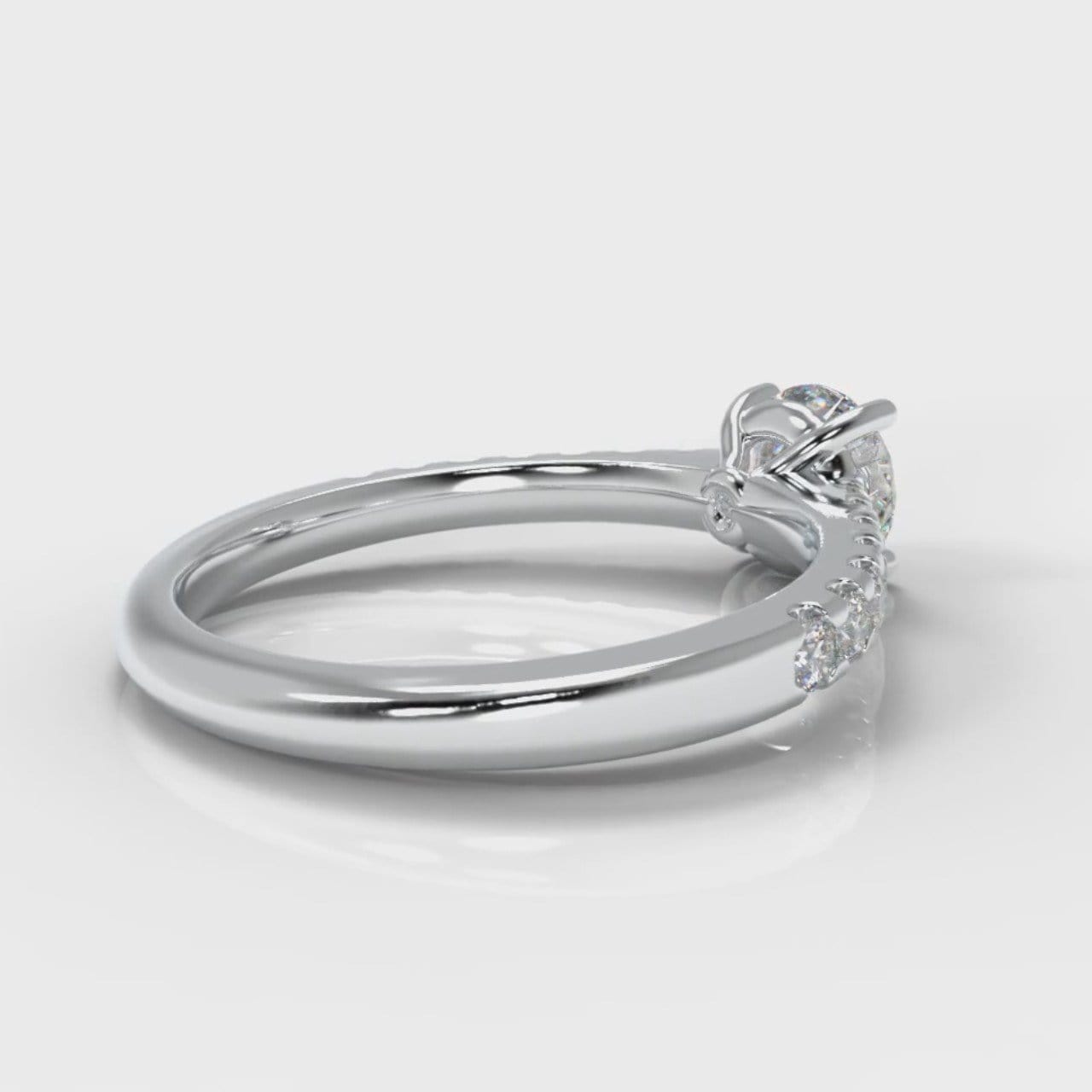 Carrée Micropavé Round Brilliant Diamond Engagement Ring