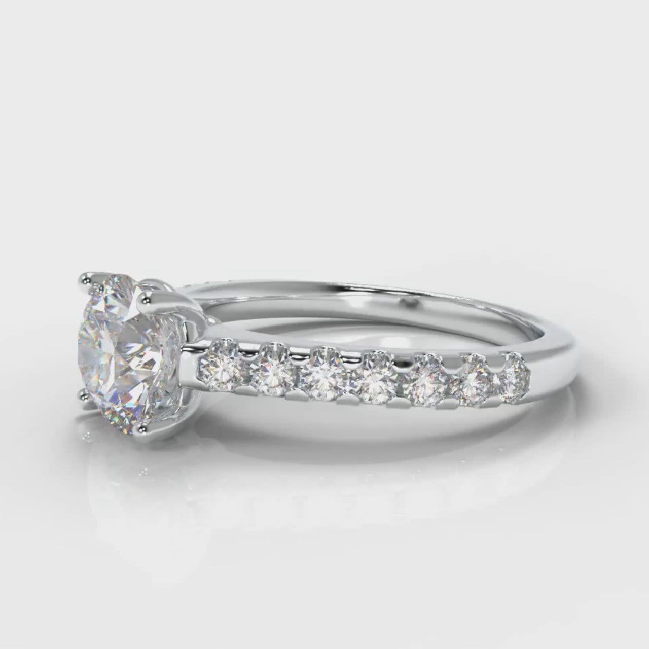 Carrée Micropavé Round Brilliant Diamond Engagement Ring