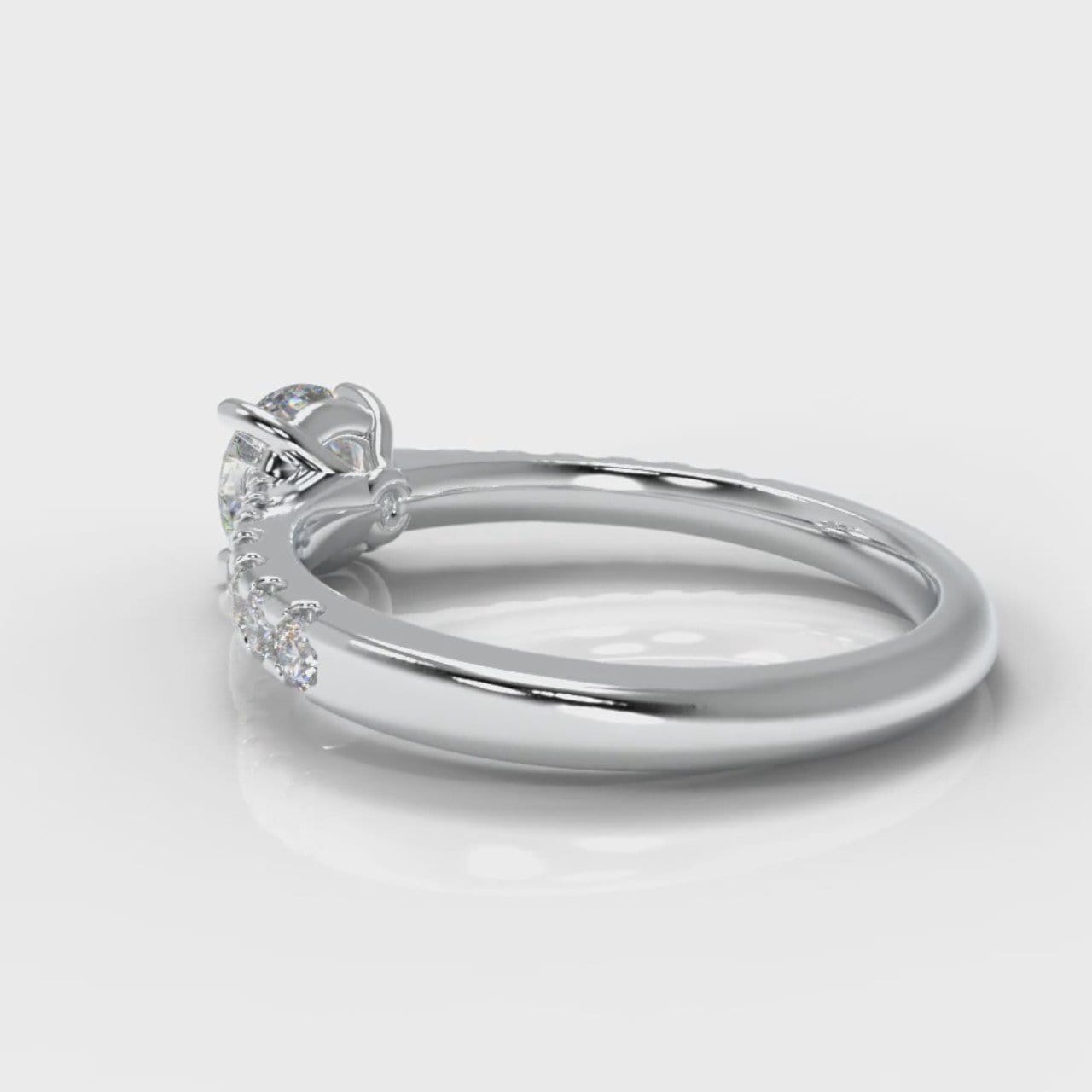 Carrée Micropavé Round Brilliant Diamond Engagement Ring