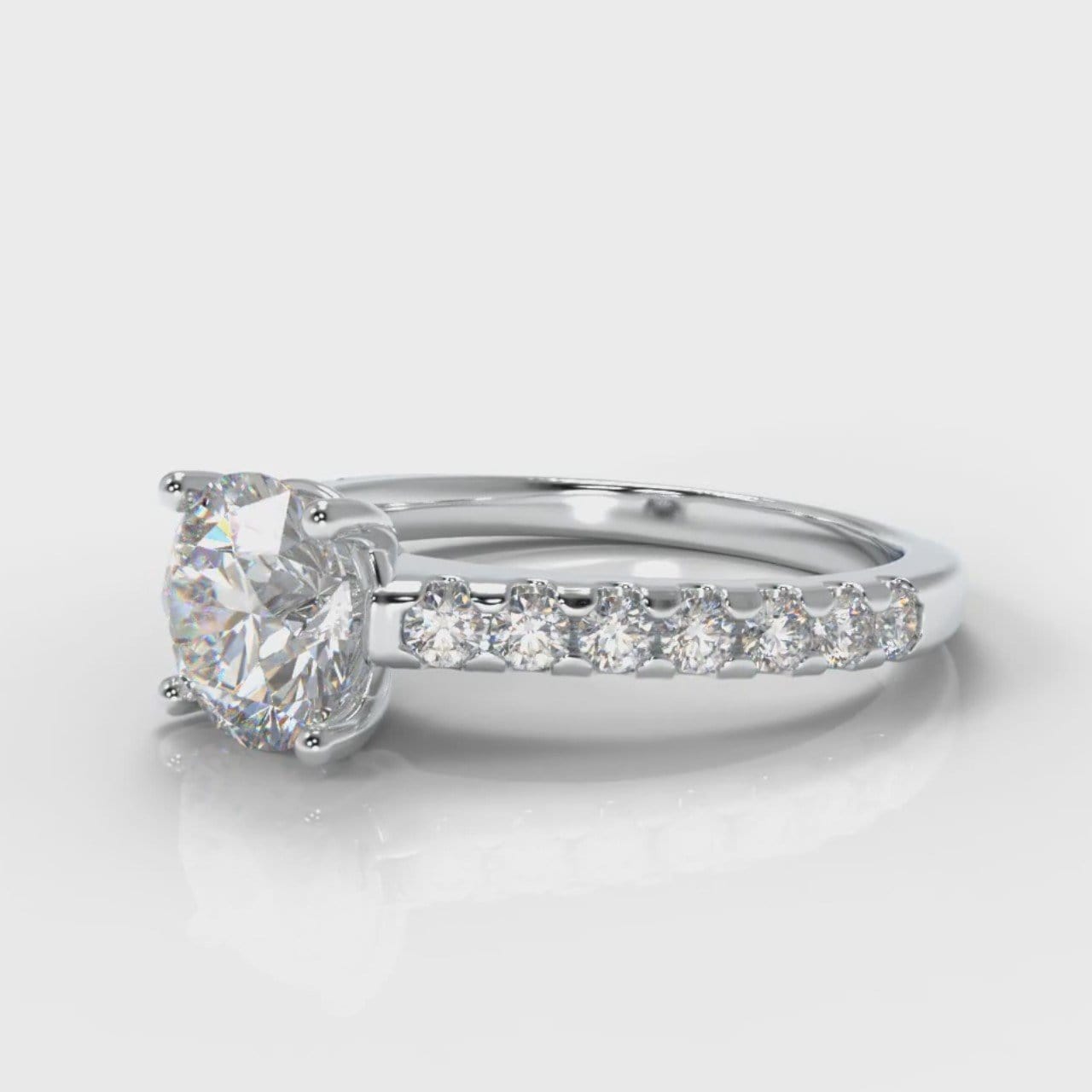 Carrée Micropavé Round Brilliant Diamond Engagement Ring
