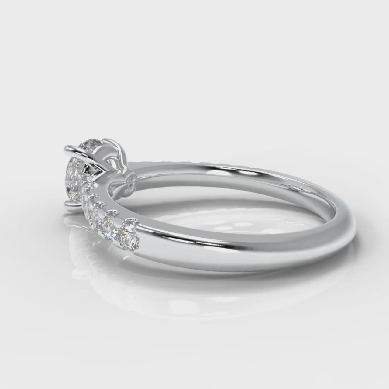 Carrée Micropavé Round Brilliant Diamond Engagement Ring