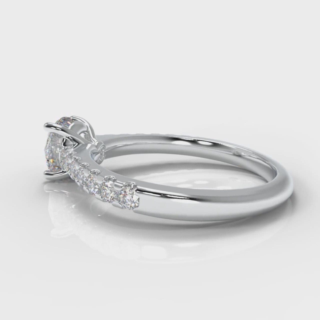 Carrée Micropavé Round Brilliant Diamond Engagement Ring