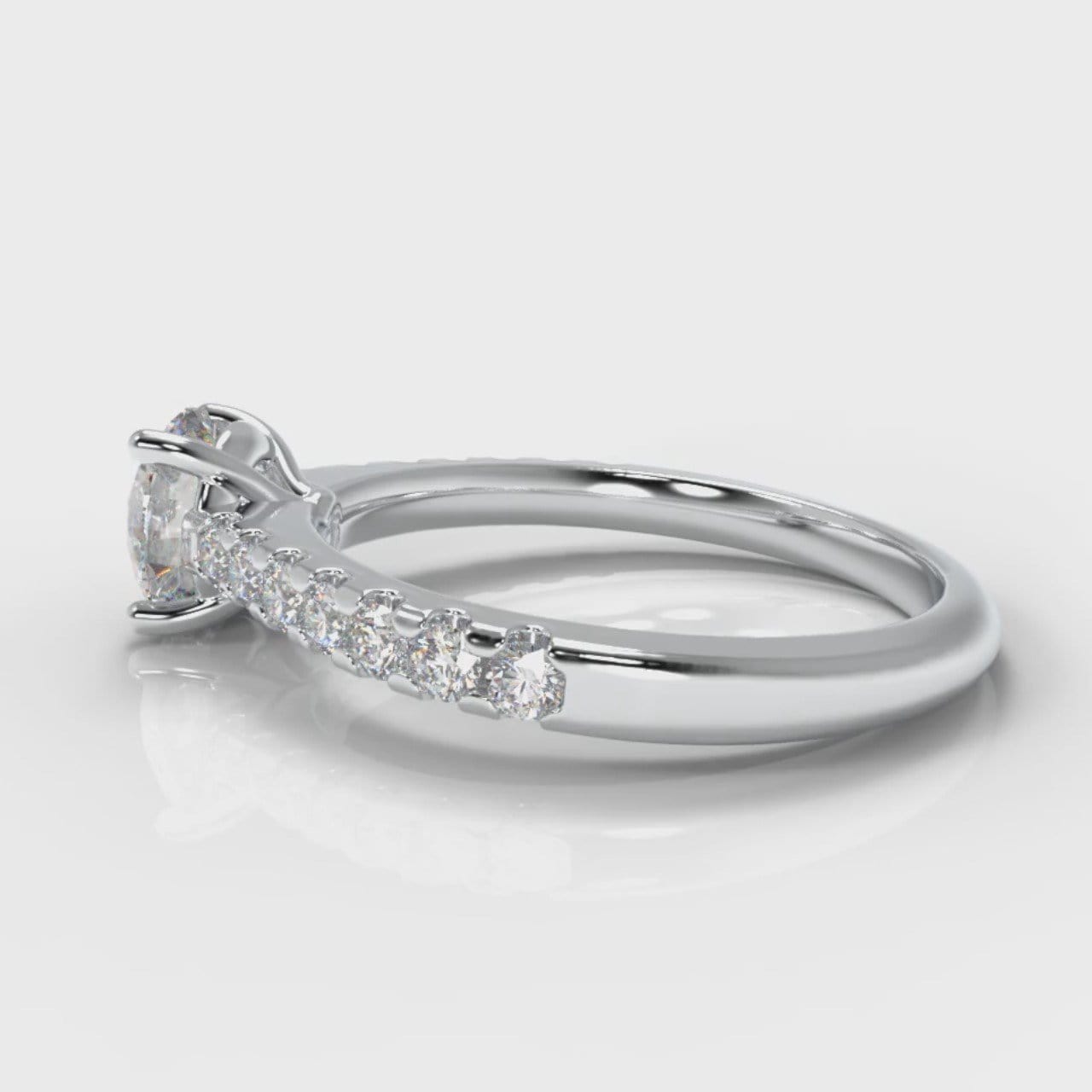 Carrée Micropavé Round Brilliant Diamond Engagement Ring
