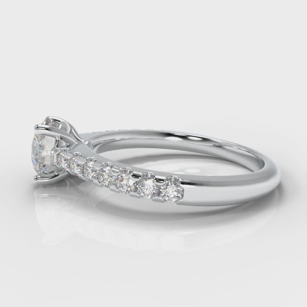 Carrée Micropavé Round Brilliant Diamond Engagement Ring
