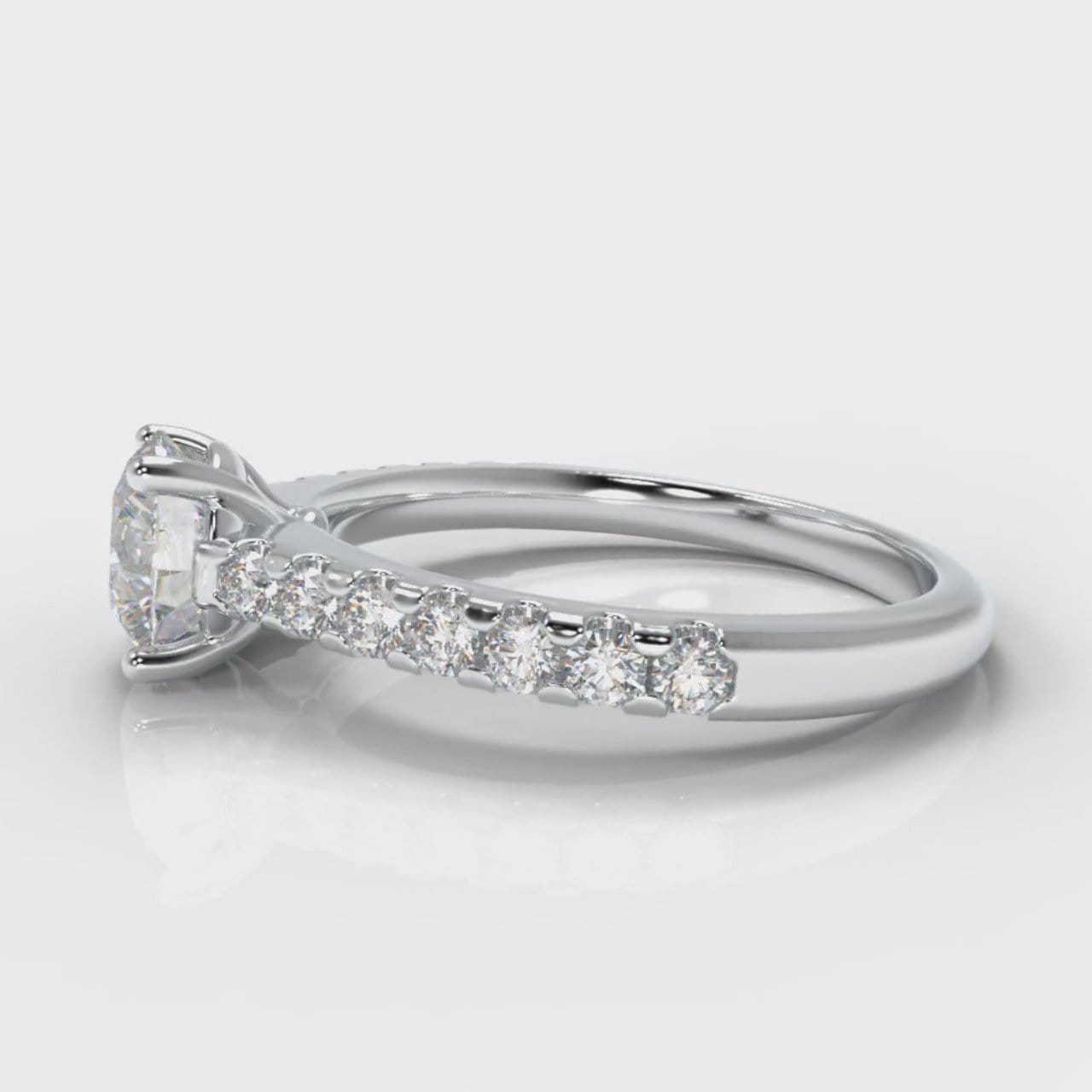 Carrée Micropavé Round Brilliant Diamond Engagement Ring