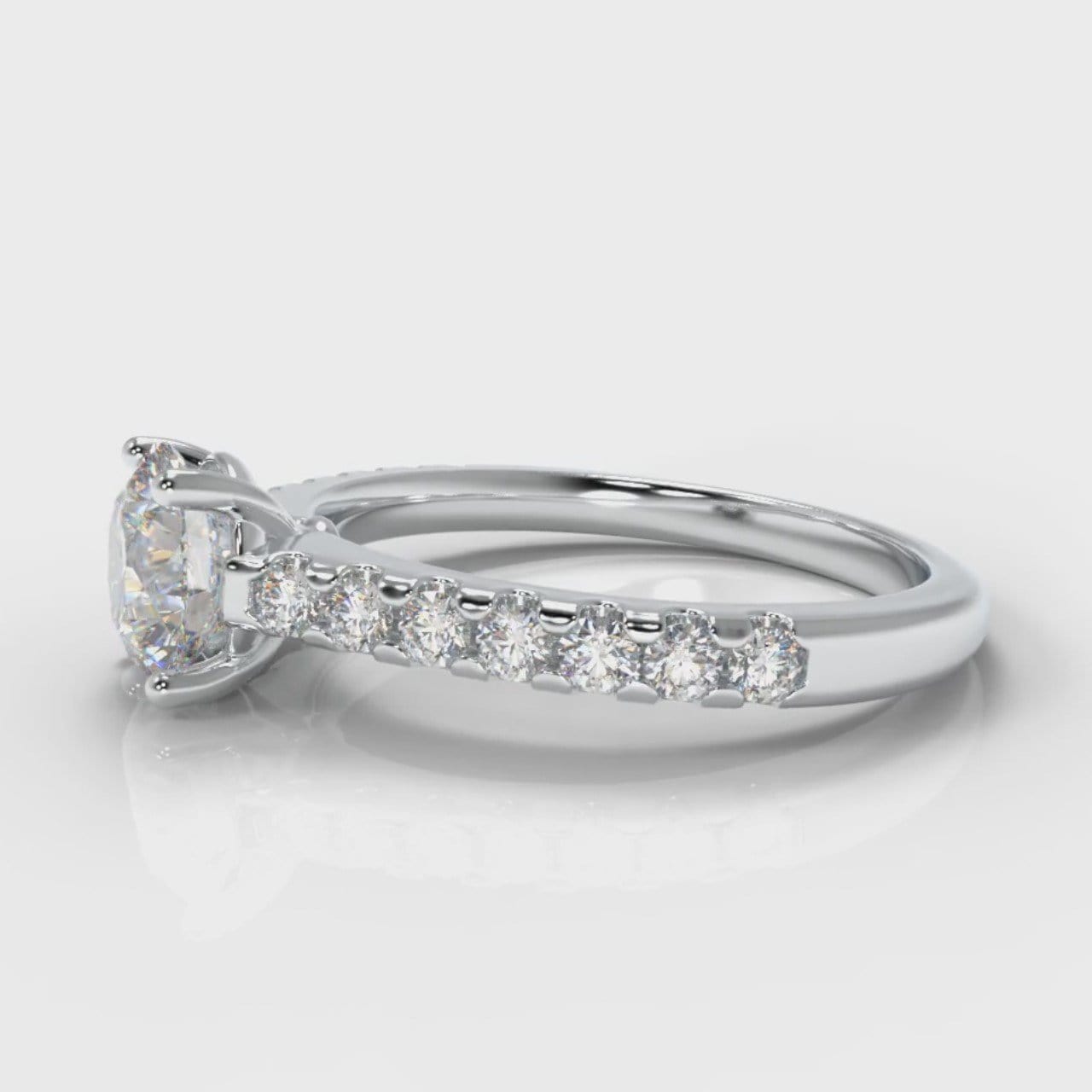 Carrée Micropavé Round Brilliant Diamond Engagement Ring