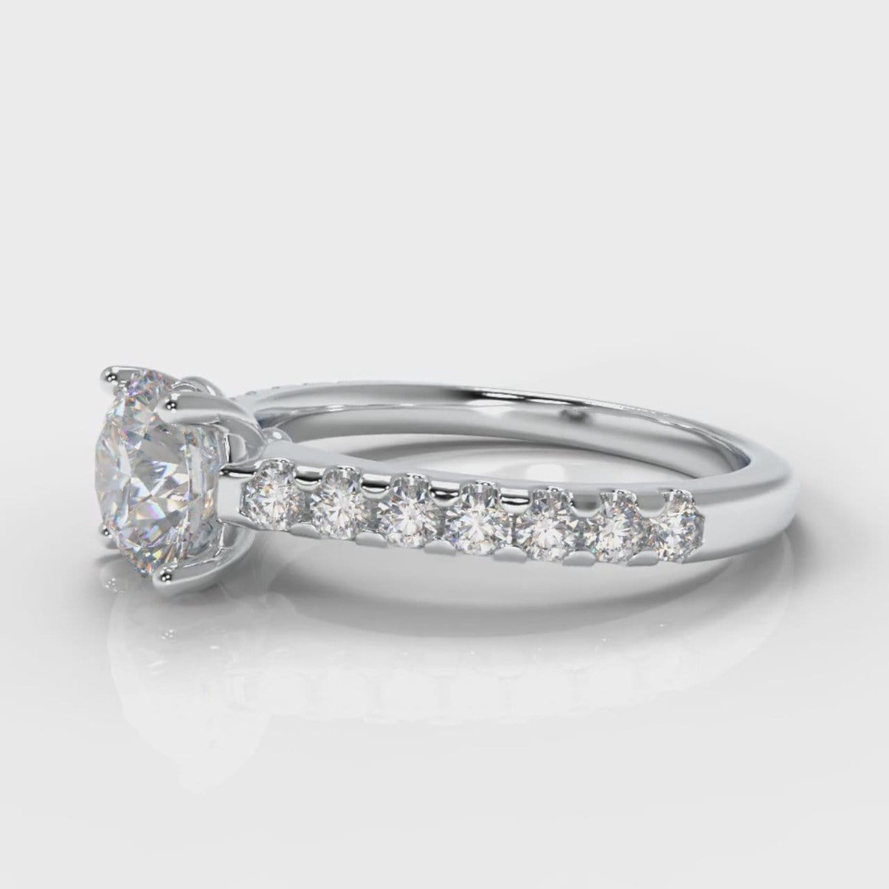 Carrée Micropavé Round Brilliant Diamond Engagement Ring