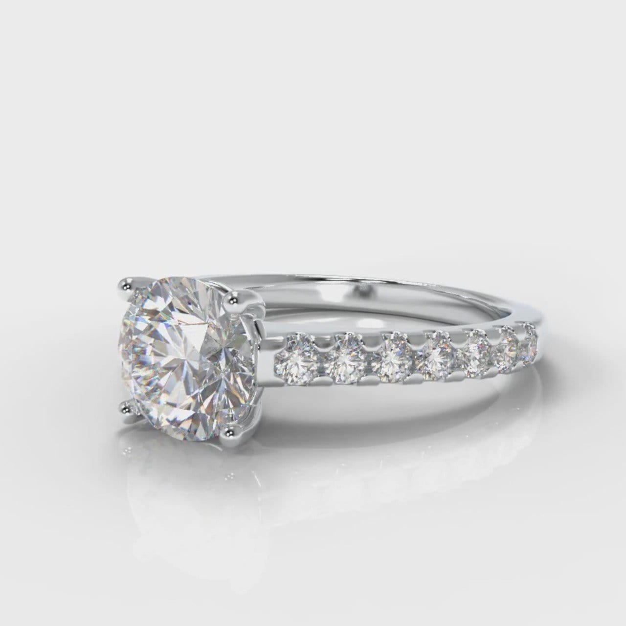 Carrée Micropavé Round Brilliant Diamond Engagement Ring