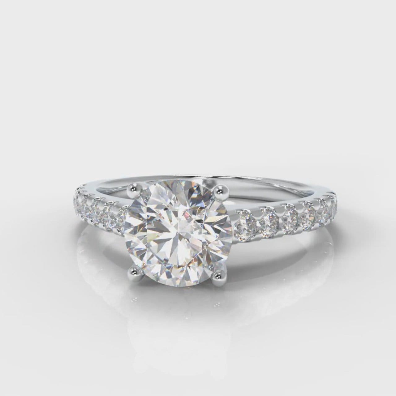 Carrée Micropavé Round Brilliant Diamond Engagement Ring