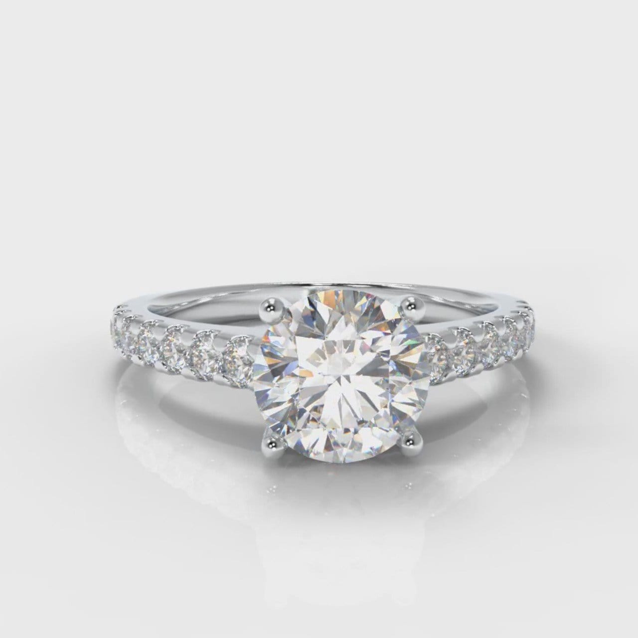 Carrée Micropavé Round Brilliant Diamond Engagement Ring