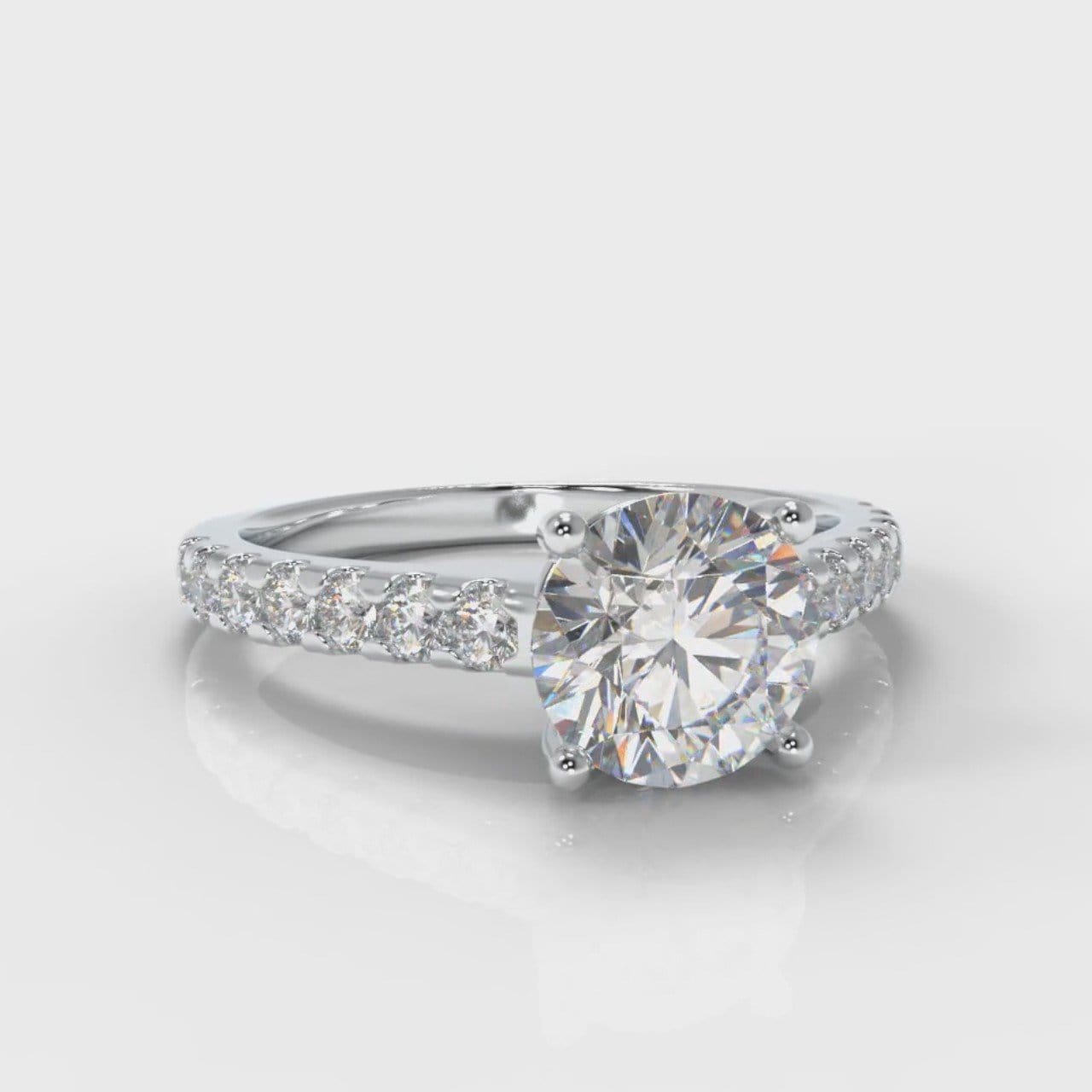 Carrée Micropavé Round Brilliant Diamond Engagement Ring