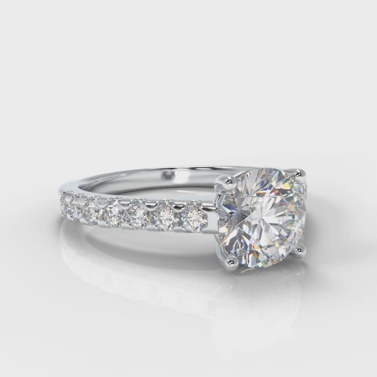 Carrée Micropavé Round Brilliant Diamond Engagement Ring